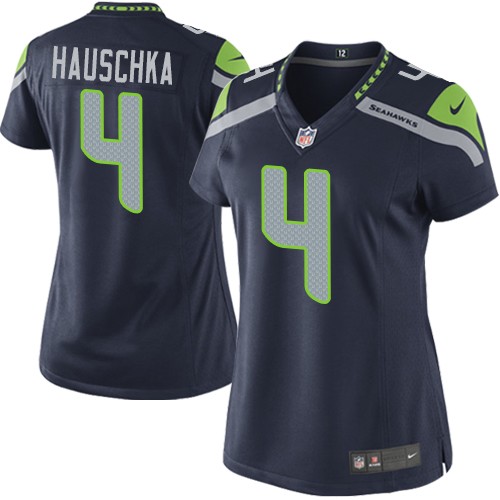 Women's Elite Steven Hauschka Nike Jersey Navy Blue Home - #4 NFL Seattle Seahawks